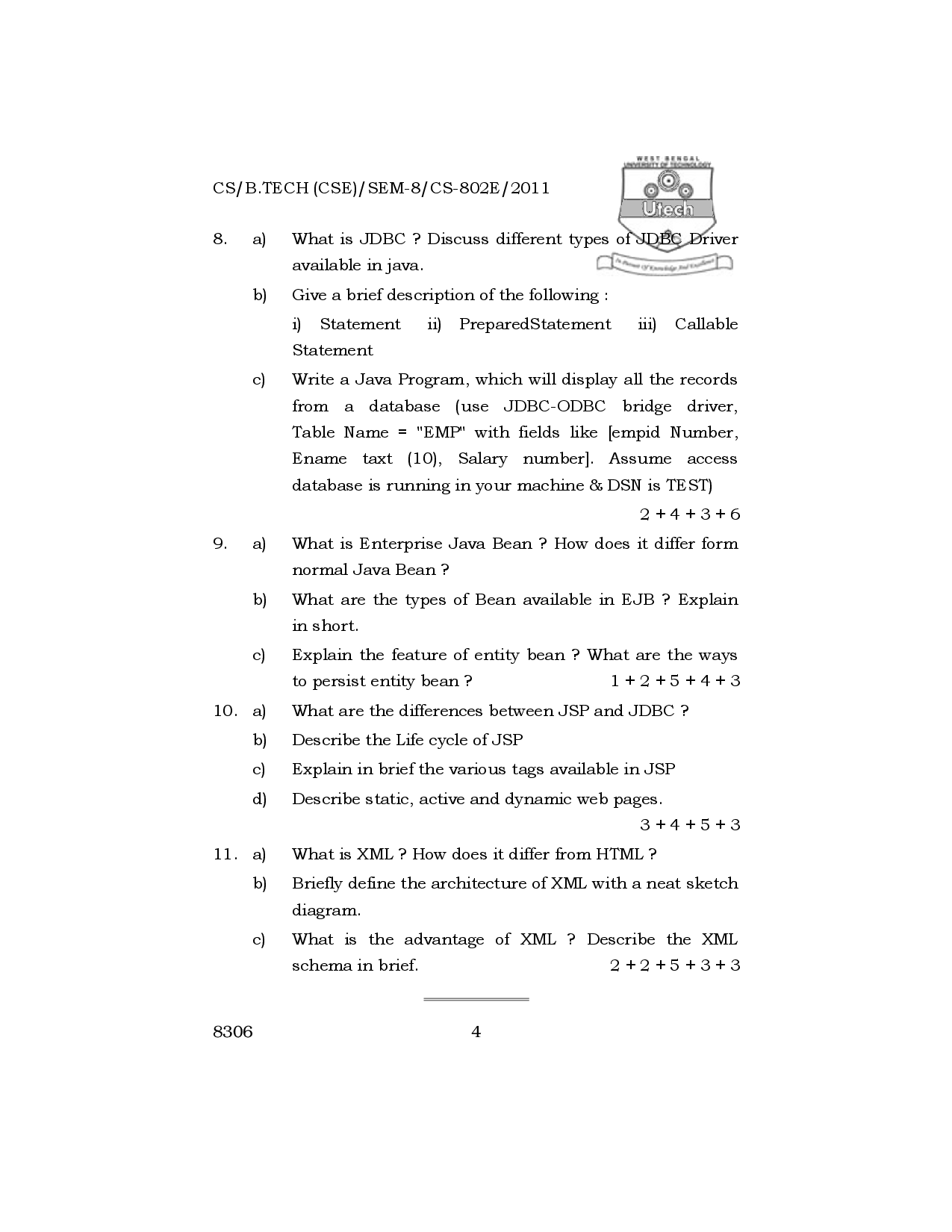 WBUT Computer Science Engineering 8th Semester Previous Year Question Paper - Page 5