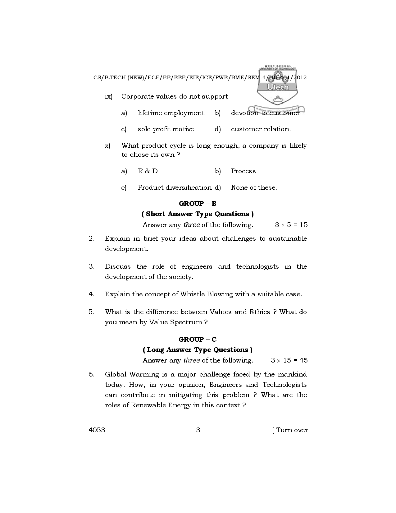 WBUT Electronics And Communication Engineering 4th Semester Previous Year Question Paper - Page 4