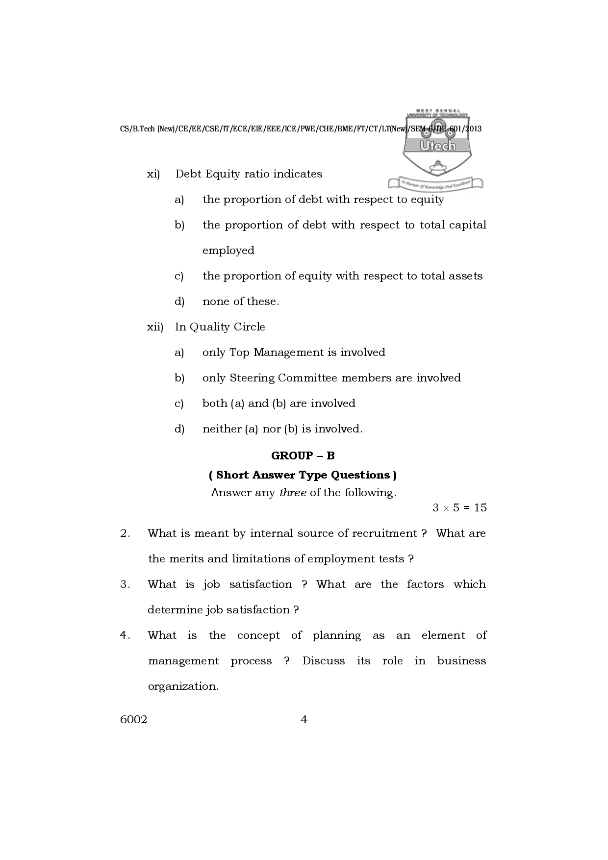 WBUT Electronics And Communication Engineering 6th Semester Previous Year Question Paper - Page 5