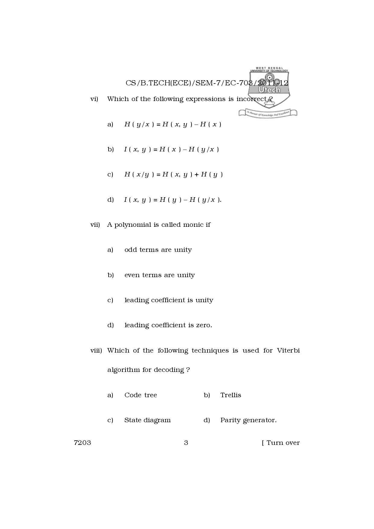 WBUT Electronics And Communication Engineering 7th Semester Previous Year Question Paper - Page 4