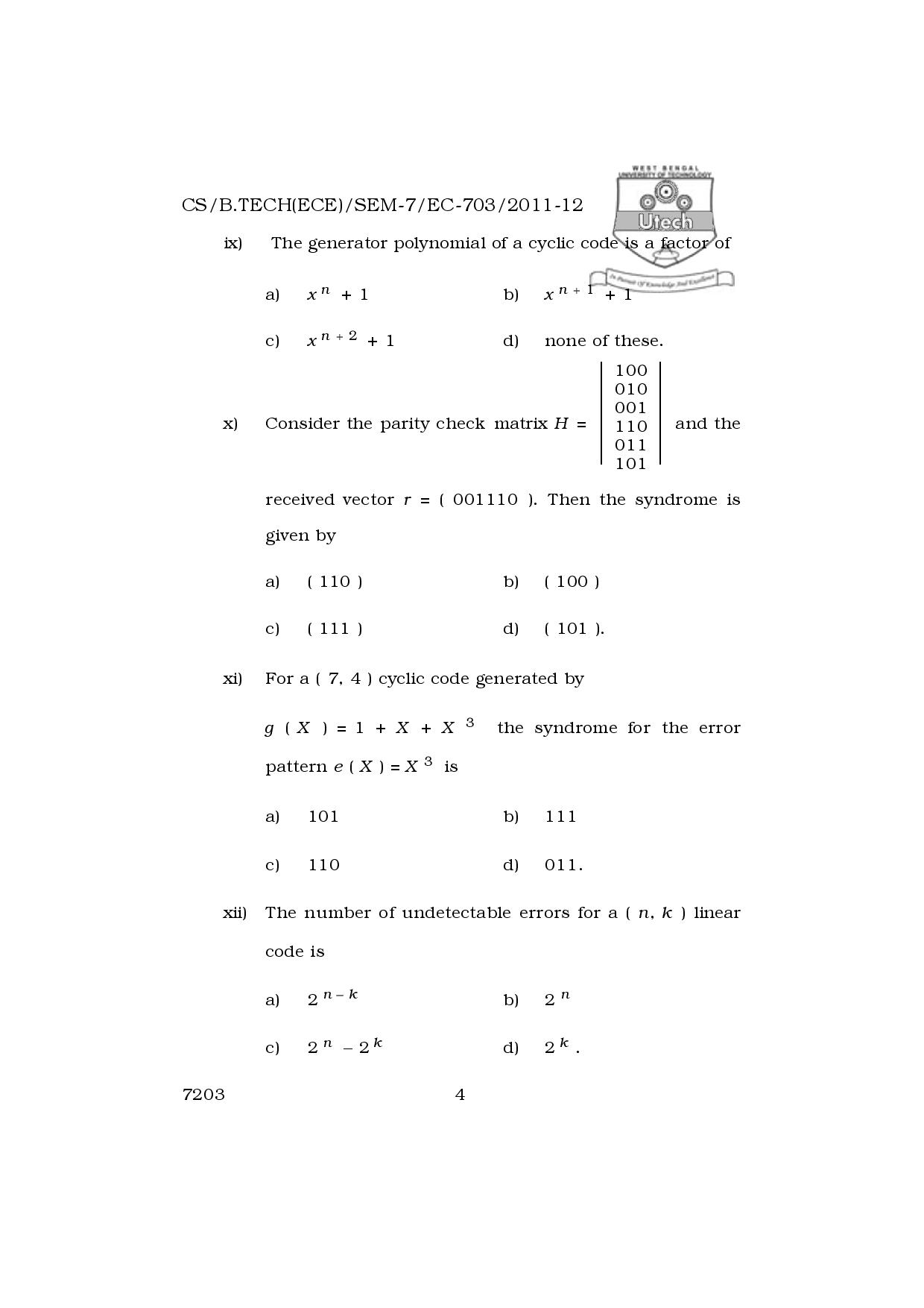 WBUT Electronics And Communication Engineering 7th Semester Previous Year Question Paper - Page 5