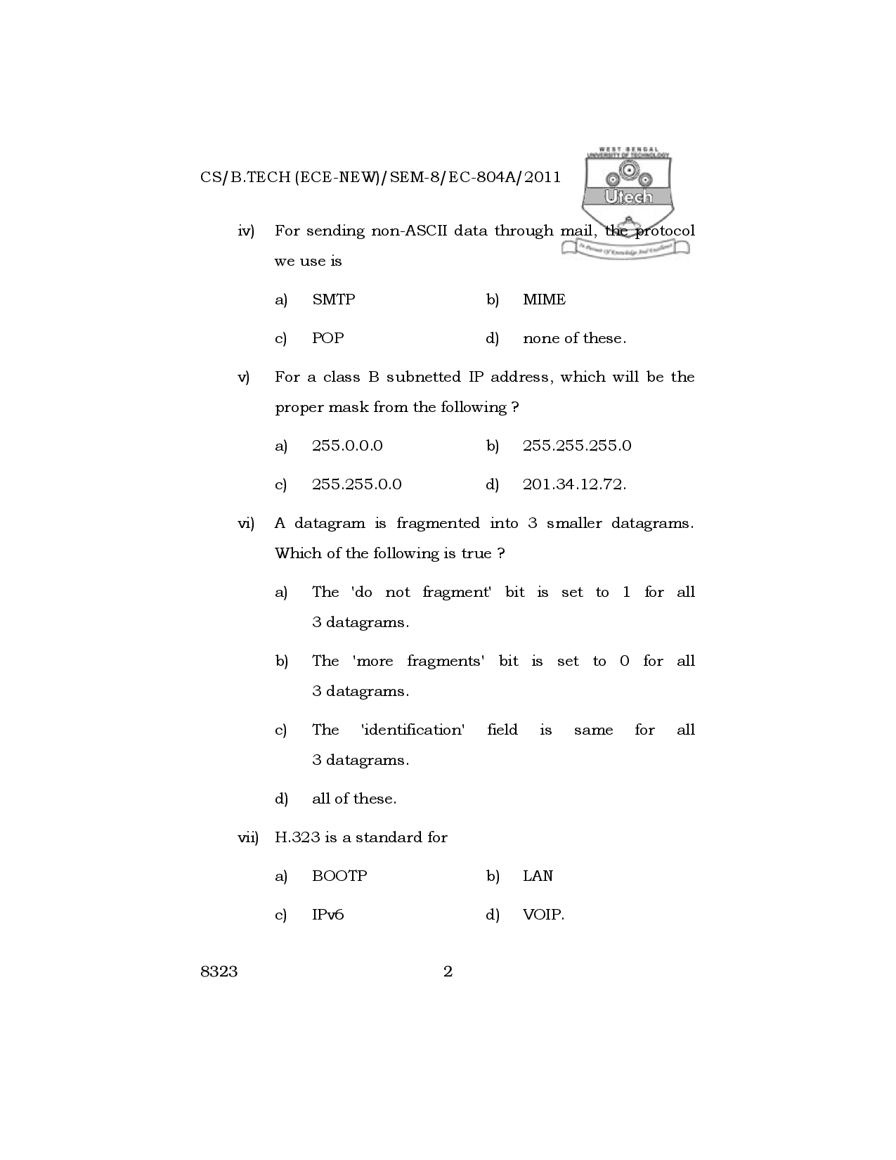WBUT Electronics And Communication Engineering 8th Semester Previous Year Question Paper - Page 3