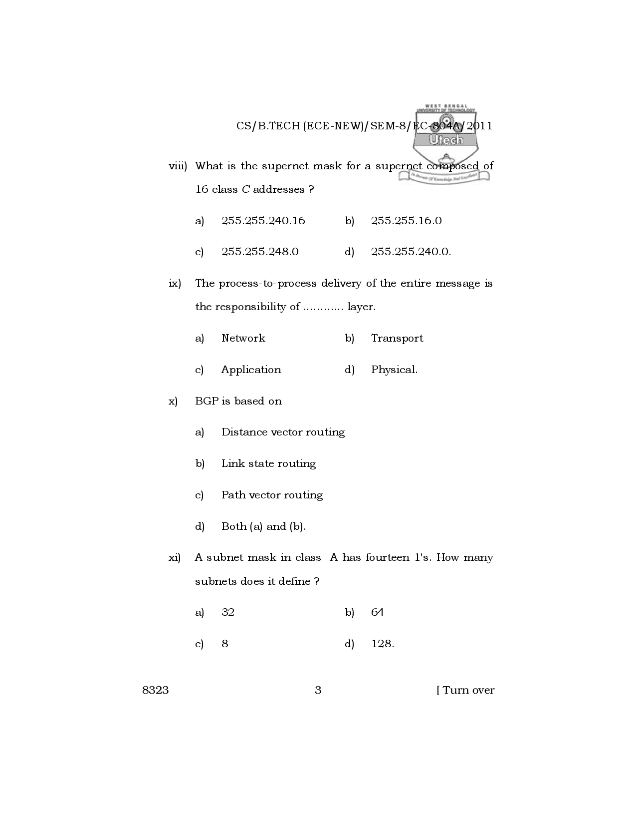 WBUT Electronics And Communication Engineering 8th Semester Previous Year Question Paper - Page 4