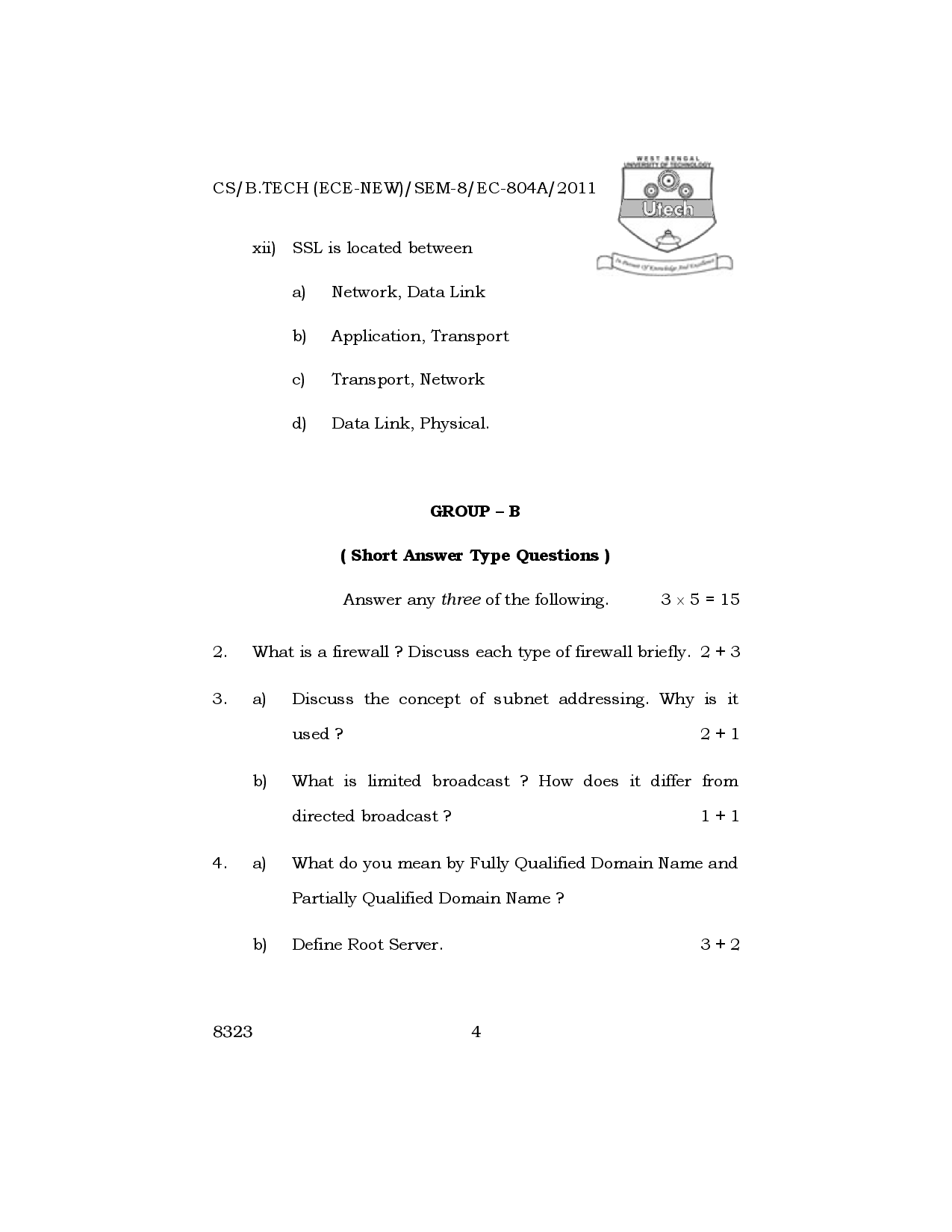 WBUT Electronics And Communication Engineering 8th Semester Previous Year Question Paper - Page 5