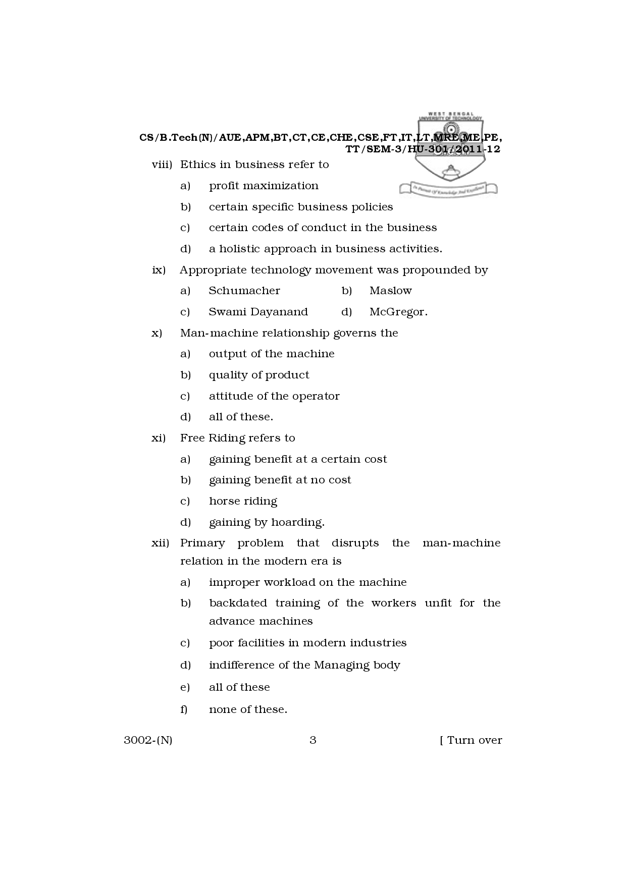 WBUT Information Technology Engineering 3rd Semester Previous Year Question Paper - Page 4