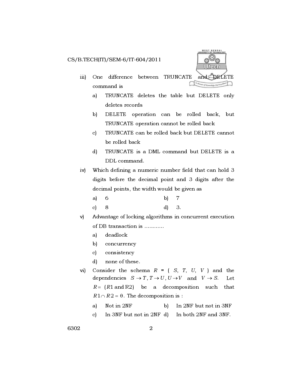 WBUT Information Technology Engineering 6th Semester Previous Year Question Paper - Page 3