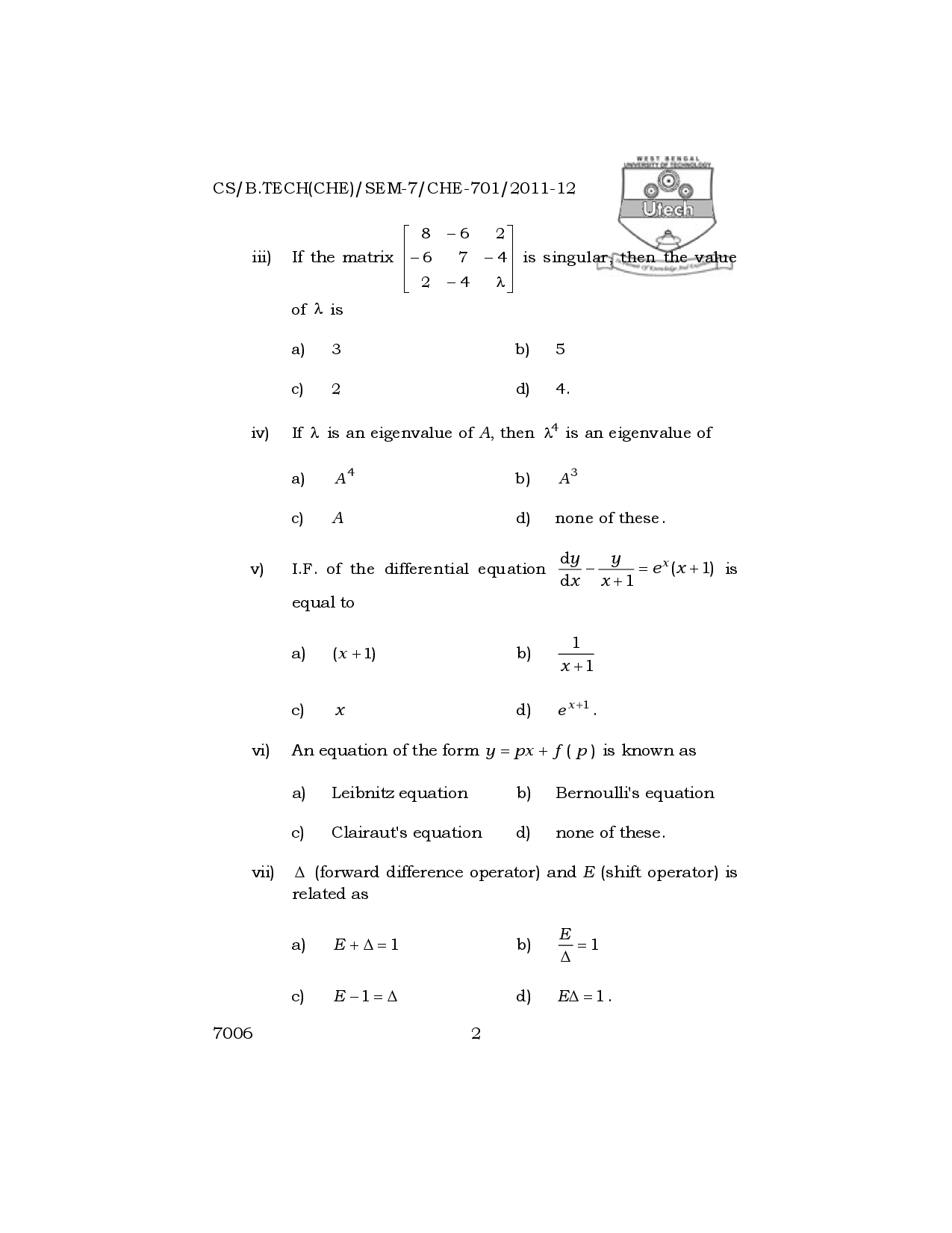 WBUT Chemical Engineering 7th Semester Previous Year Question Paper - Page 3