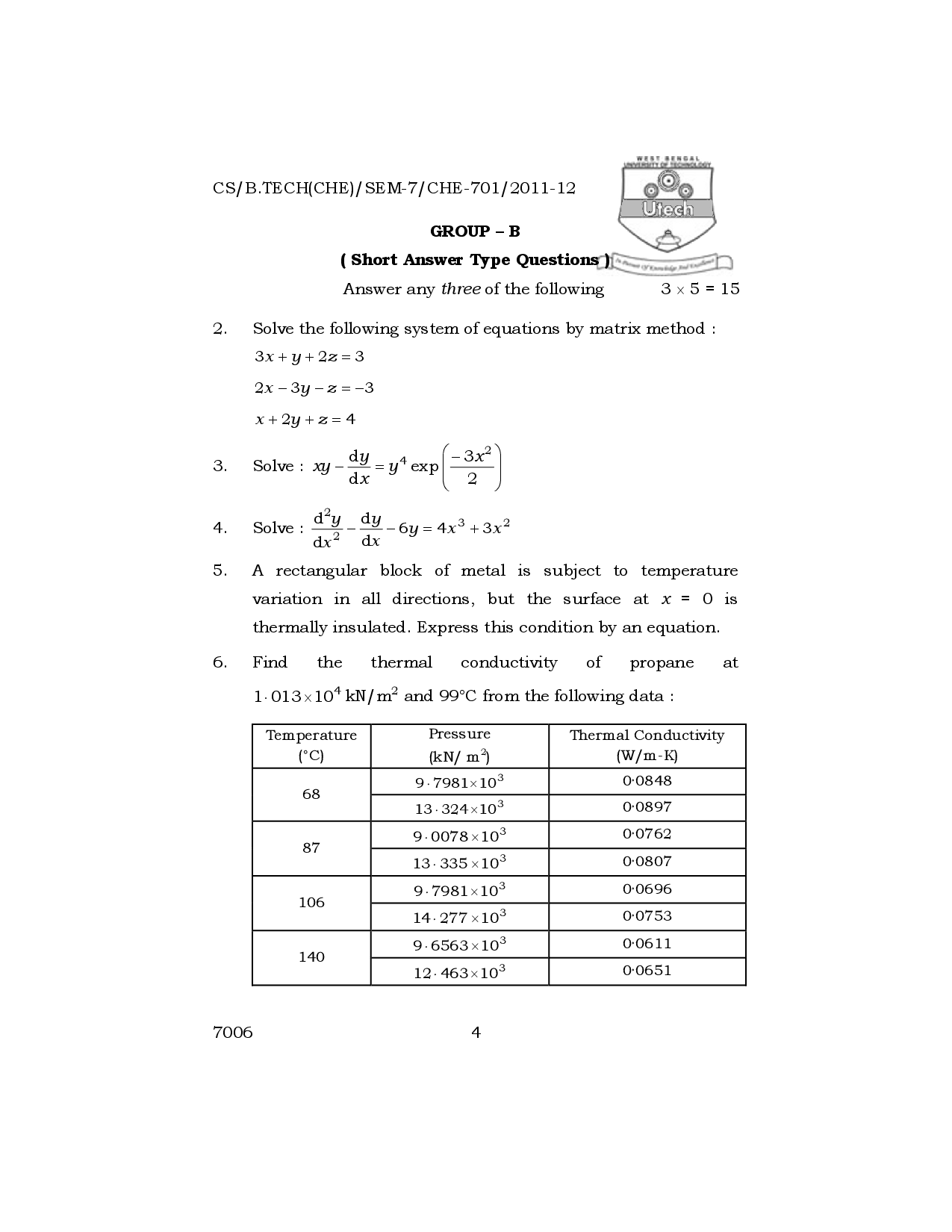 WBUT Chemical Engineering 7th Semester Previous Year Question Paper - Page 5