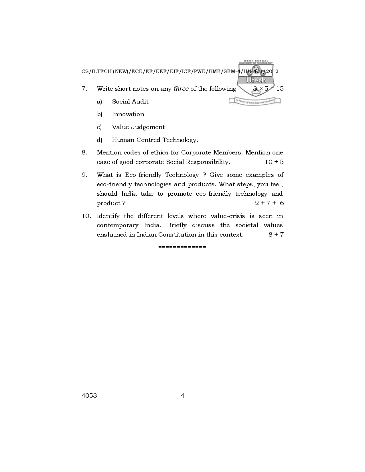WBUT Electrical Engineering 4th Semester Previous Year Question Paper - Page 5