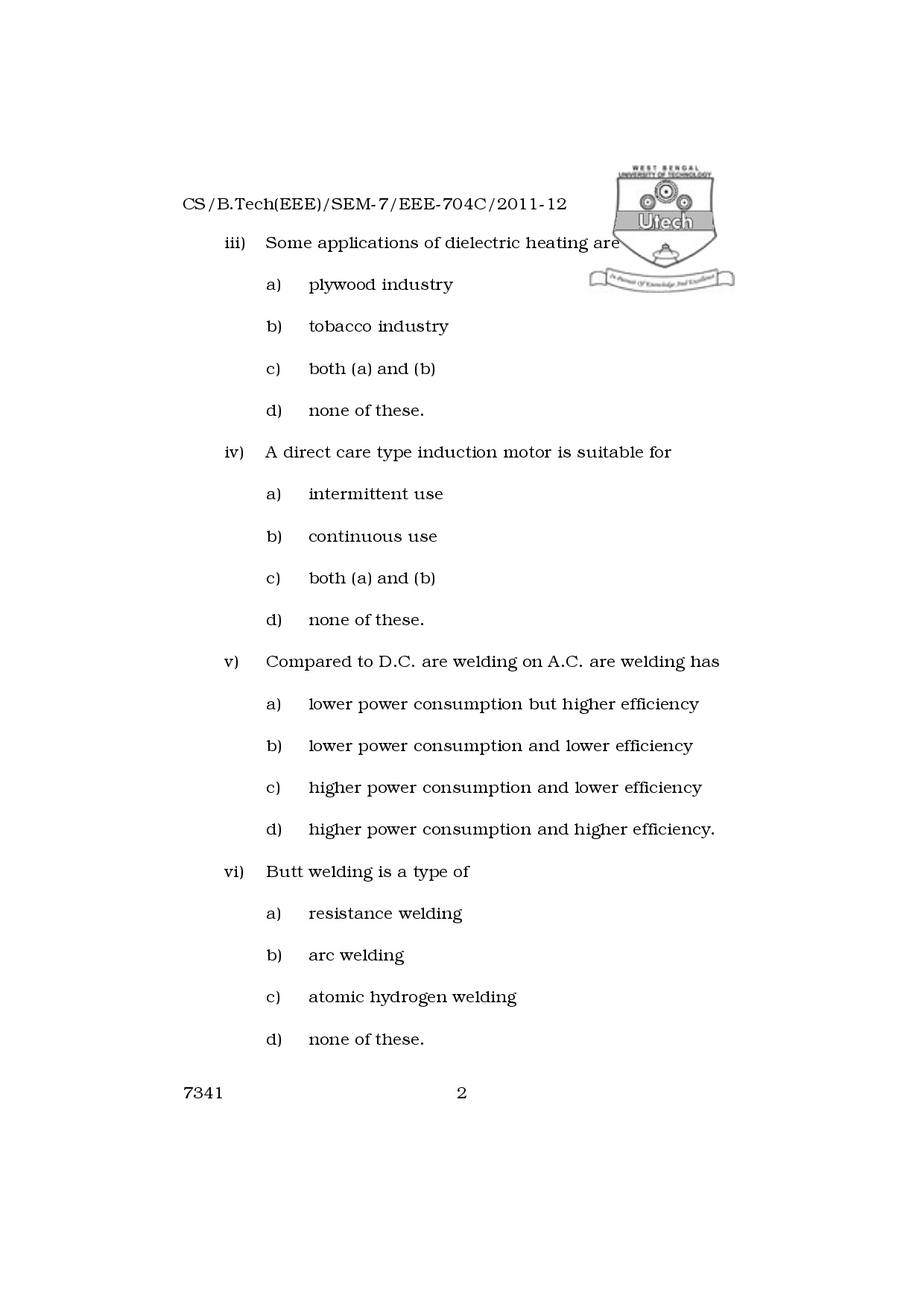 WBUT Electrical Engineering 7th Semester Previous Year Question Paper - Page 3