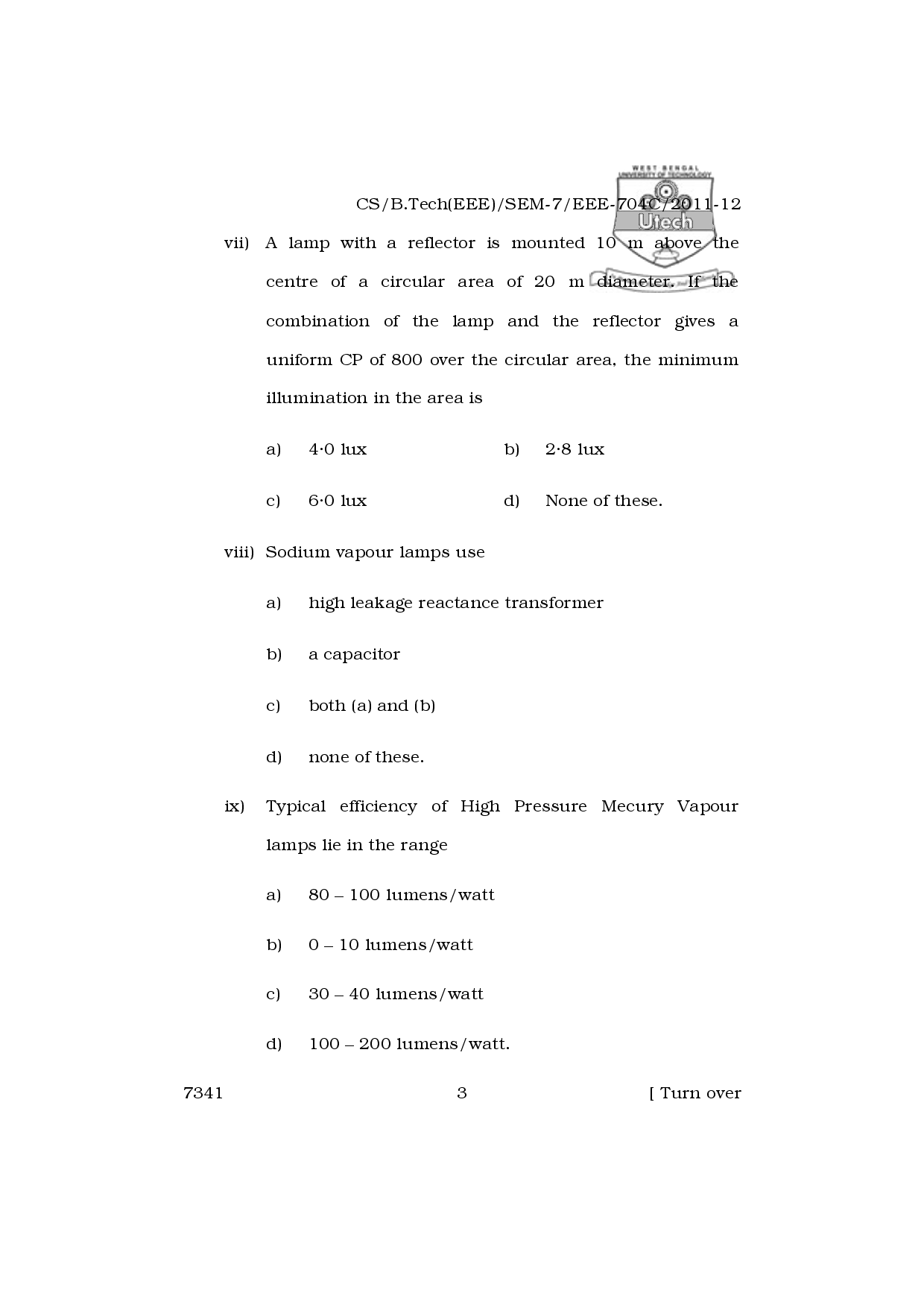 WBUT Electrical Engineering 7th Semester Previous Year Question Paper - Page 4