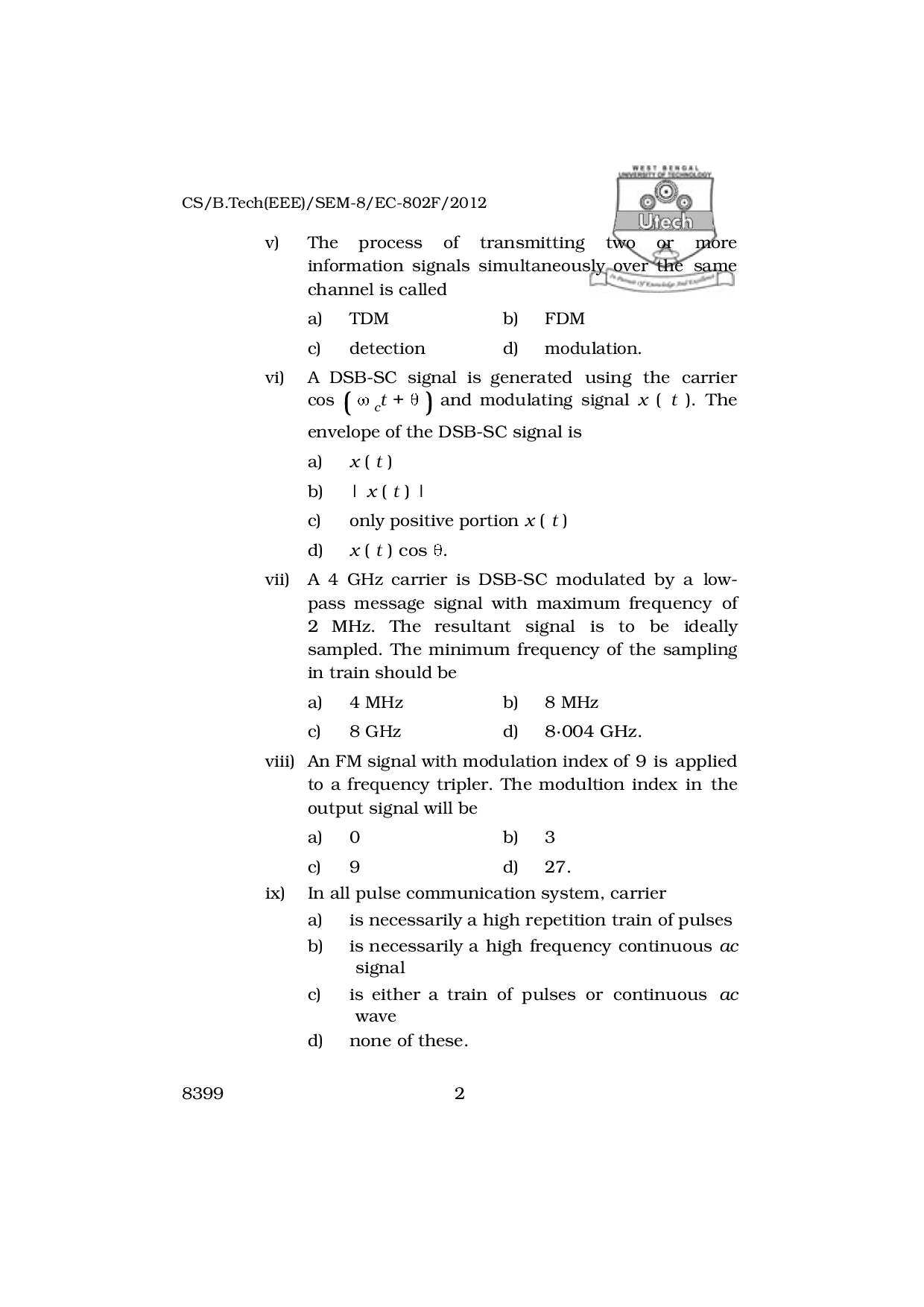 WBUT Electrical Engineering 8th Semester Previous Year Question Paper - Page 3