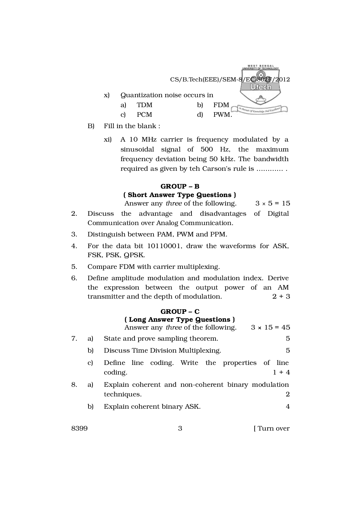 WBUT Electrical Engineering 8th Semester Previous Year Question Paper - Page 4