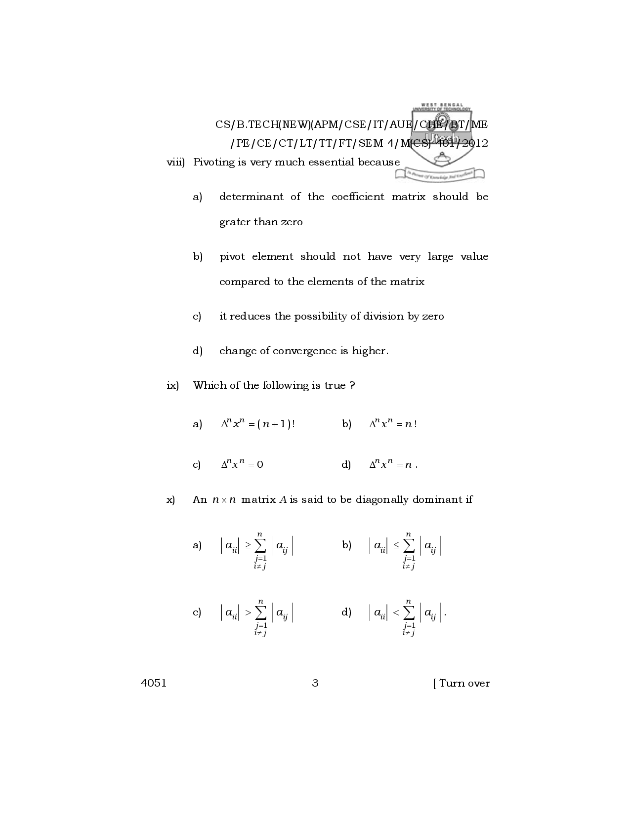 WBUT Mechanical Engineering 4th Semester Previous Year Question Paper - Page 4