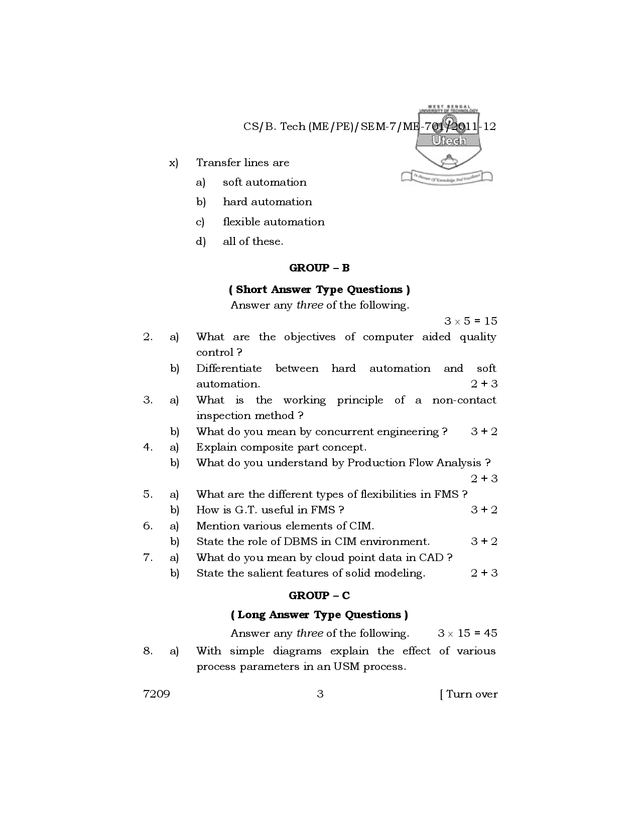 WBUT Mechanical Engineering 7th Semester Previous Year Question Paper - Page 4