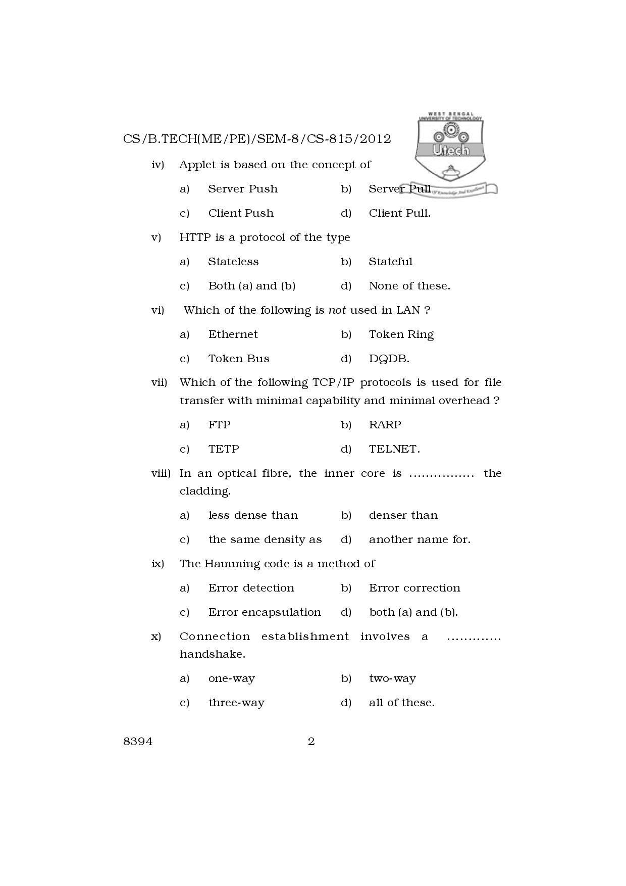 WBUT Mechanical Engineering 8th Semester Previous Year Question Paper - Page 3