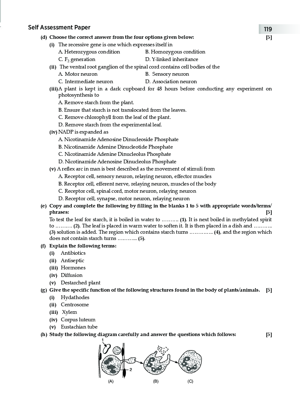 Icse class 8 biology questions papers chapter wise image