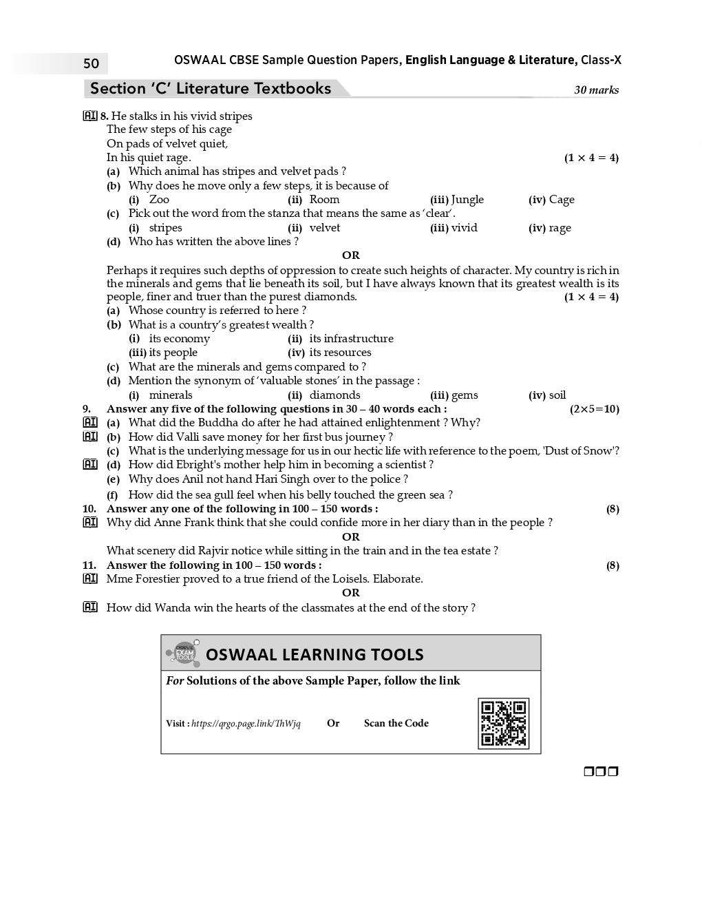 Download Oswaal CBSE Sample Question Papers 1 For Class X English