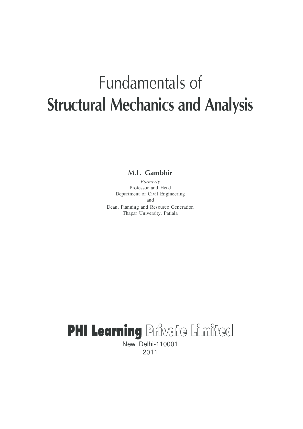 Fundamentals Of Structural Mechanics And Analysis  - Page 2