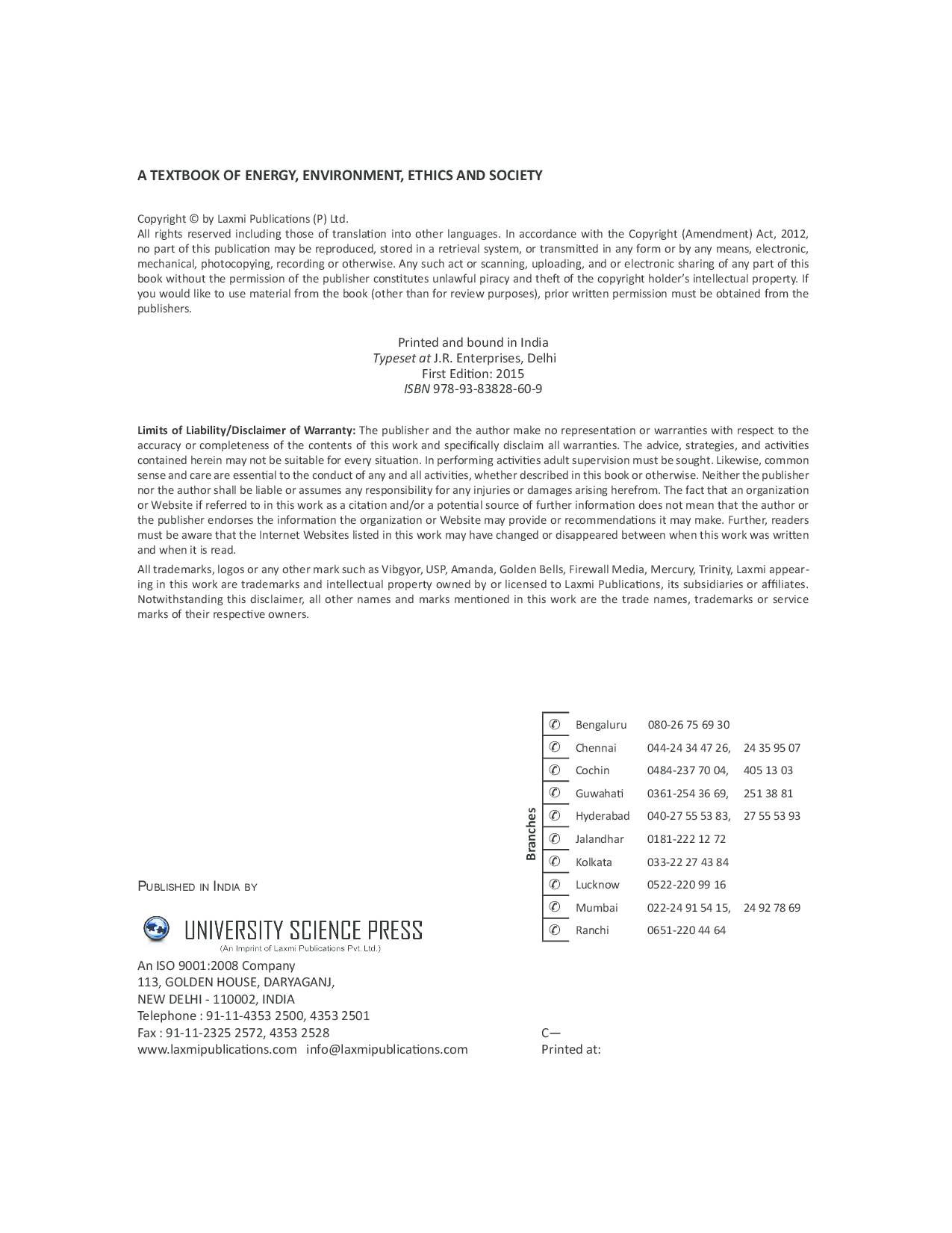 A Textbook Of Energy, Environment, Ethics and Society - Page 4