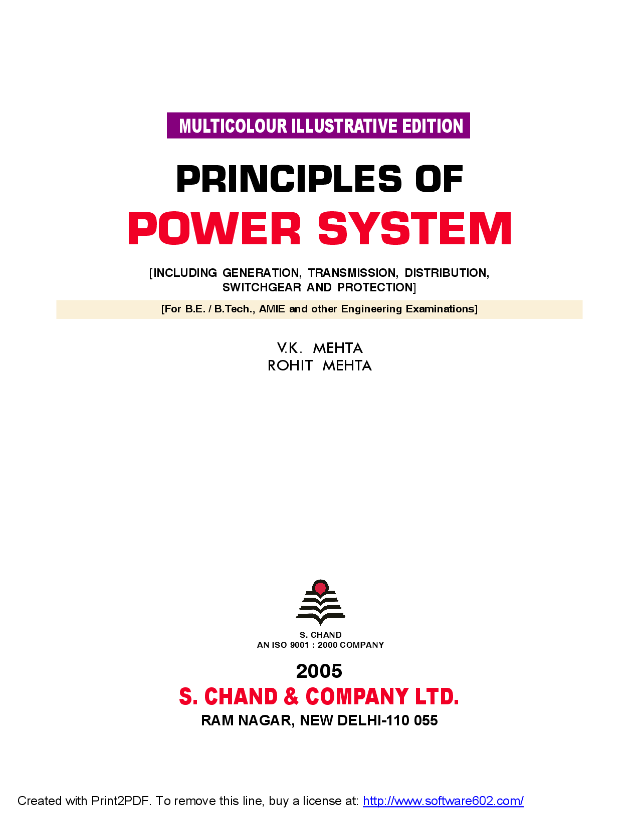 Download Principles of Power System (Multicolor Edition) by V K Mehta