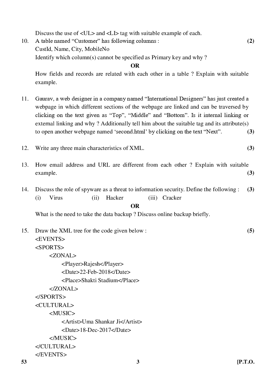 CBSE Question Papers For Class - X Foundation Of Information Technology Set-4 (2018) - Page 4