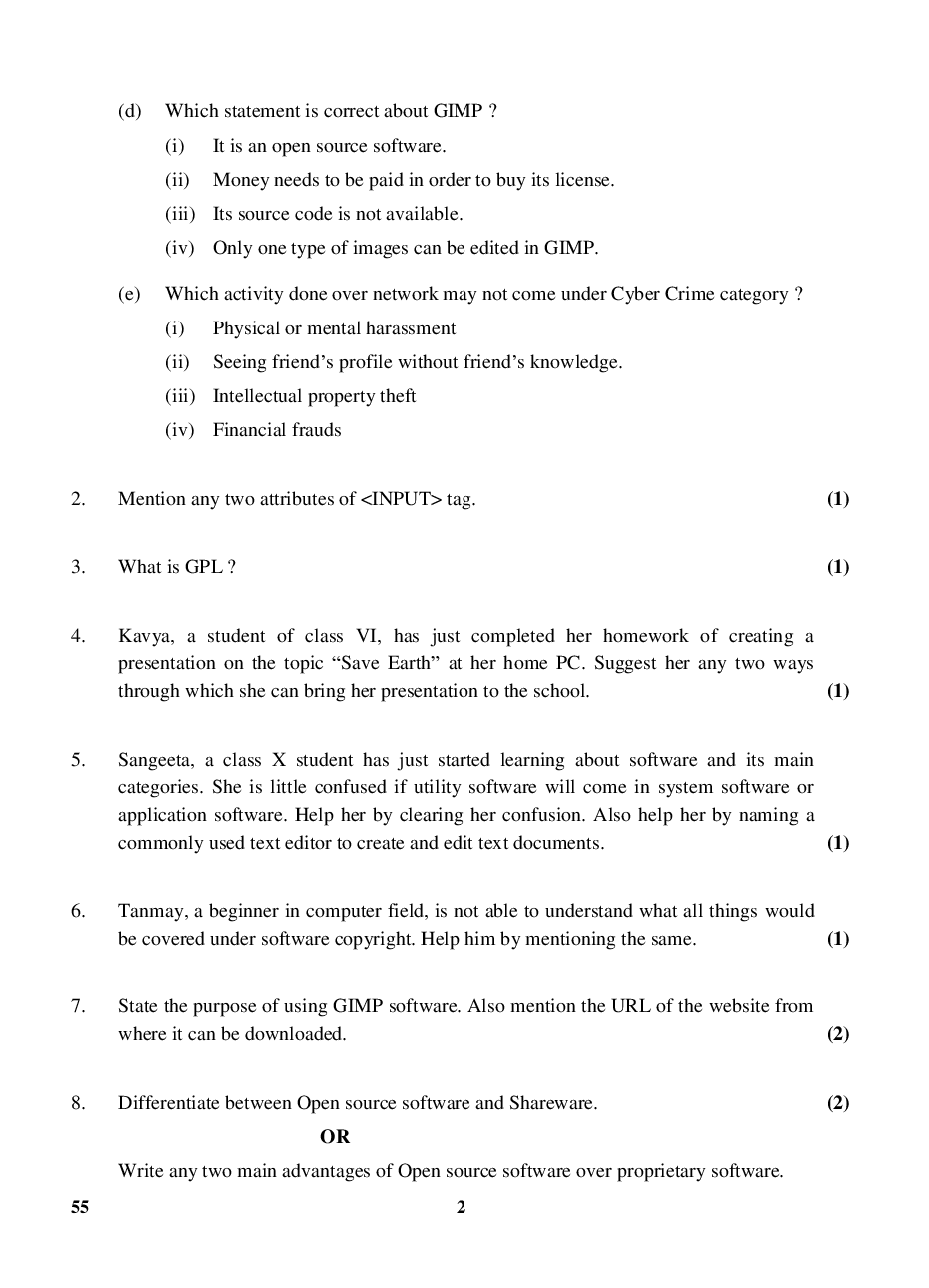 CBSE Question Papers For Class - X Information & Communication Technology Set-4 (2018) - Page 3