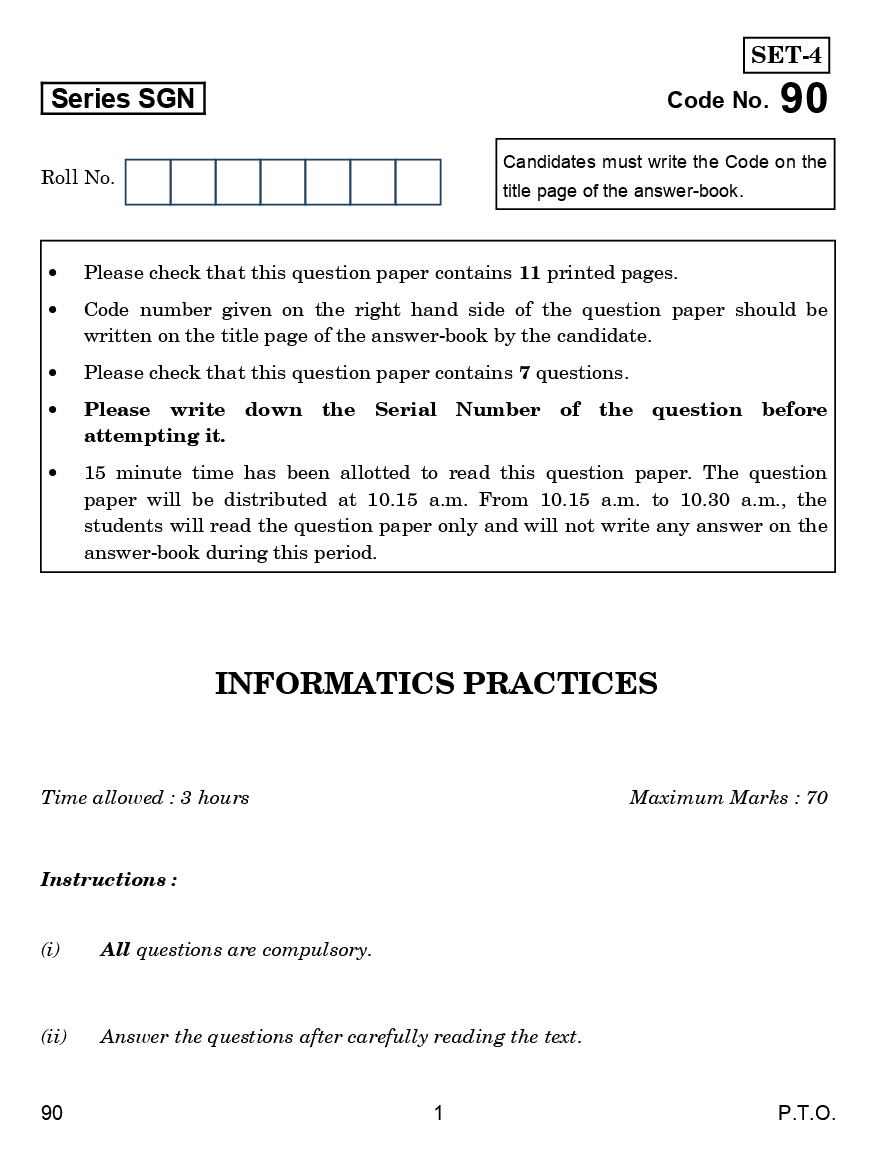 CBSE Question Papers For Class - XII Informatics Practices Set-4 (2018) - Page 2