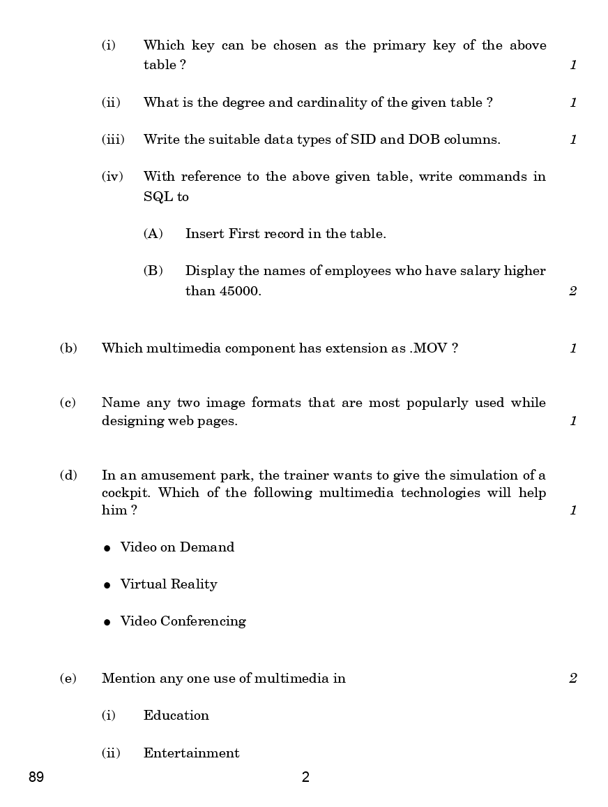 CBSE Question Papers For Class - XII Multimedia And Web Technology Set-4 (2018) - Page 3