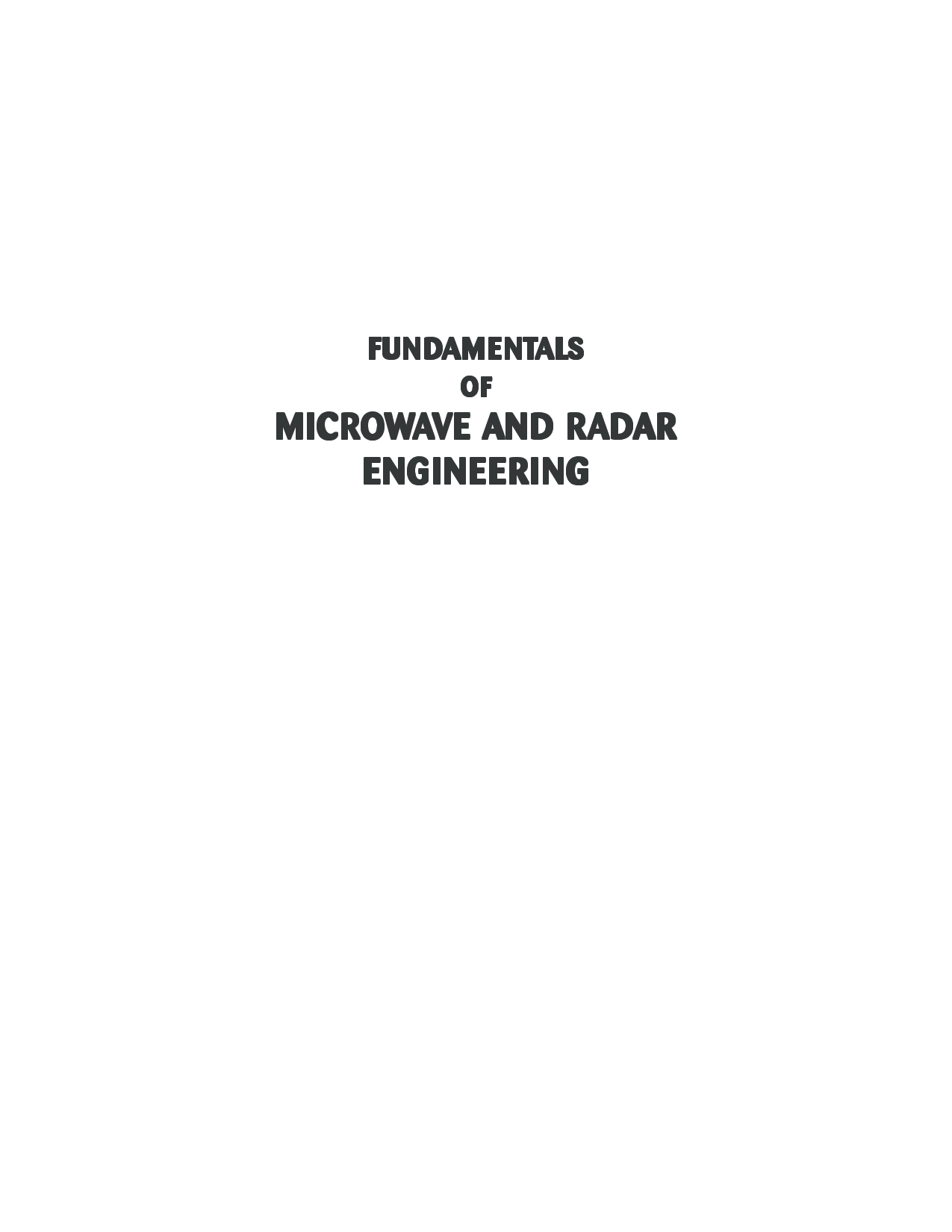 Download Fundamental Of Microwave And Radar Engineering 2022 PDF Online