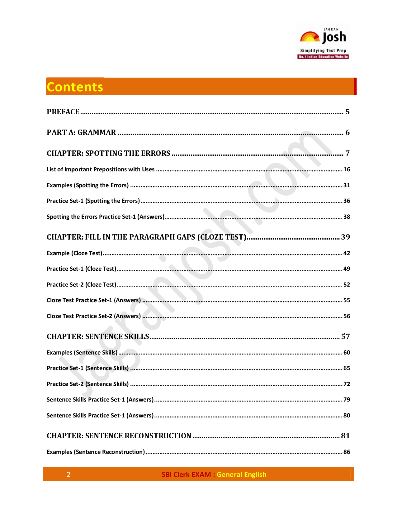 SBI Clerk Exam  General English - Page 2