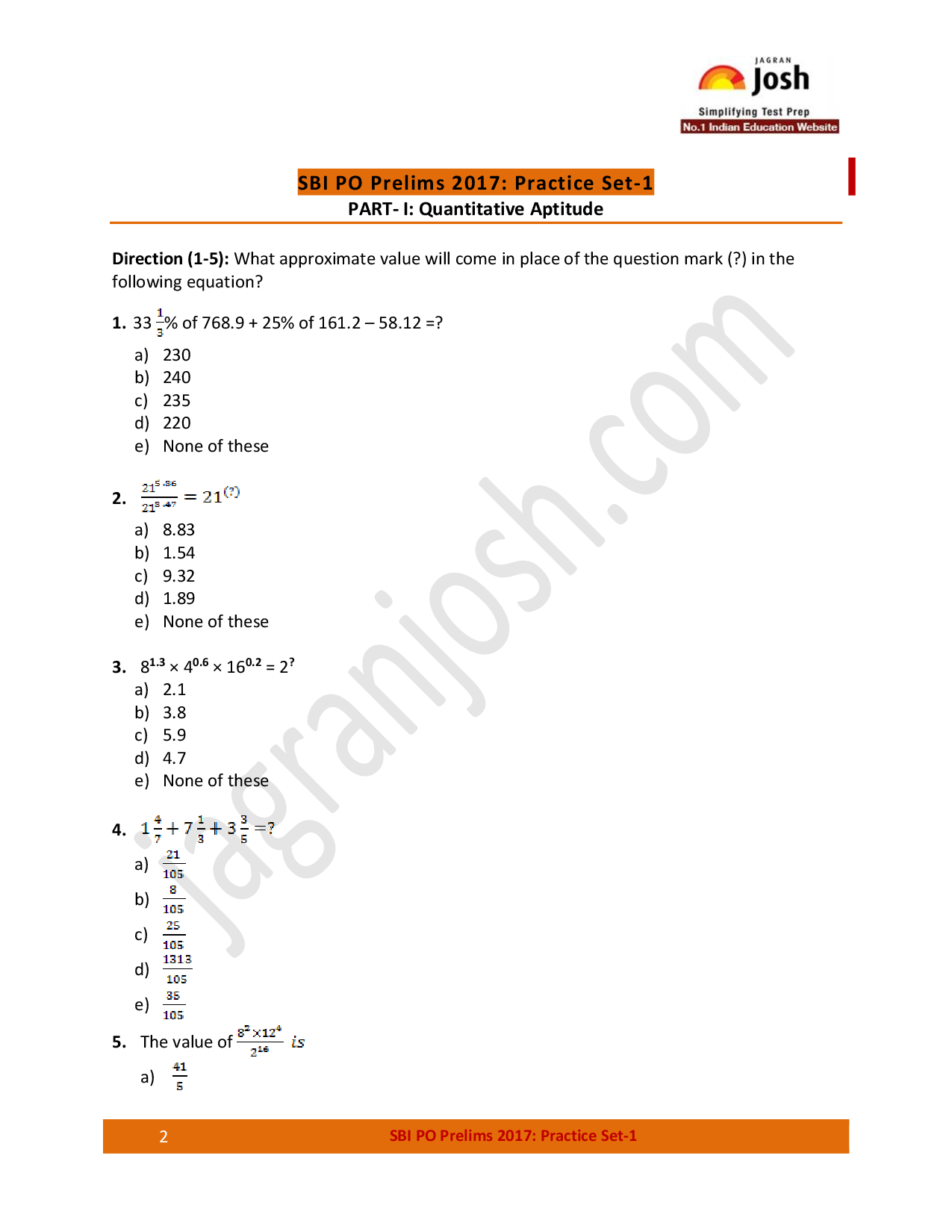 SBI PO Prelims 2017 Practice Paper ebook - Page 2