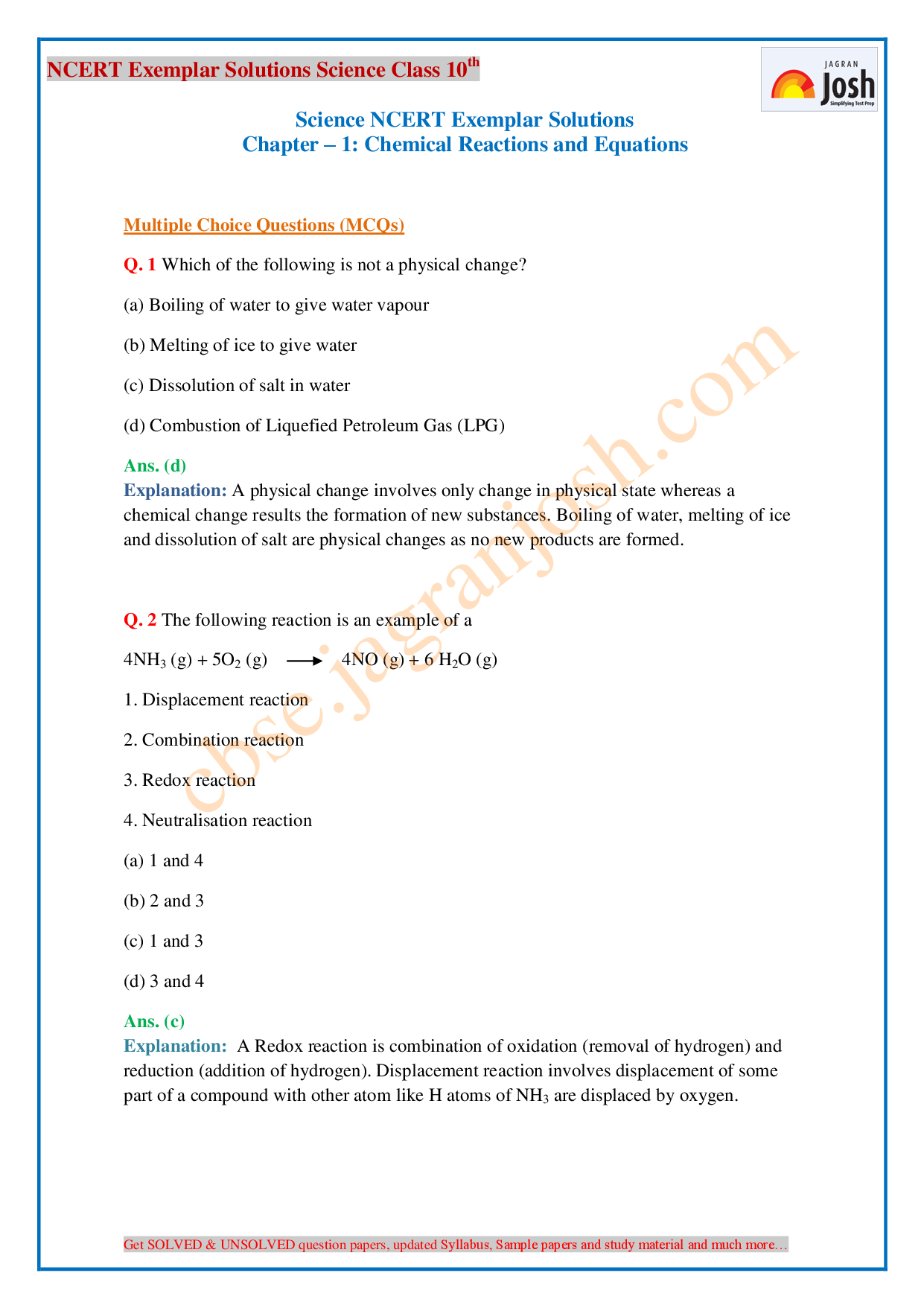 NCERT Exemplar Problems And Solutions : Science Class 10 - Page 2