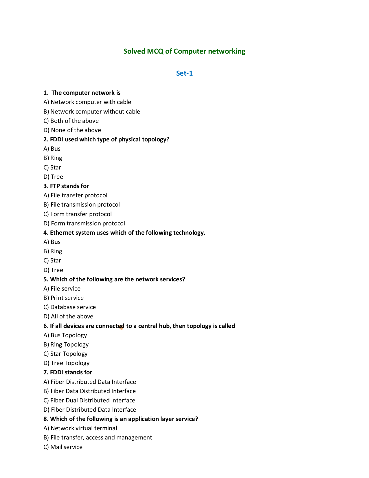 MCQs On Computer Networking - Page 2