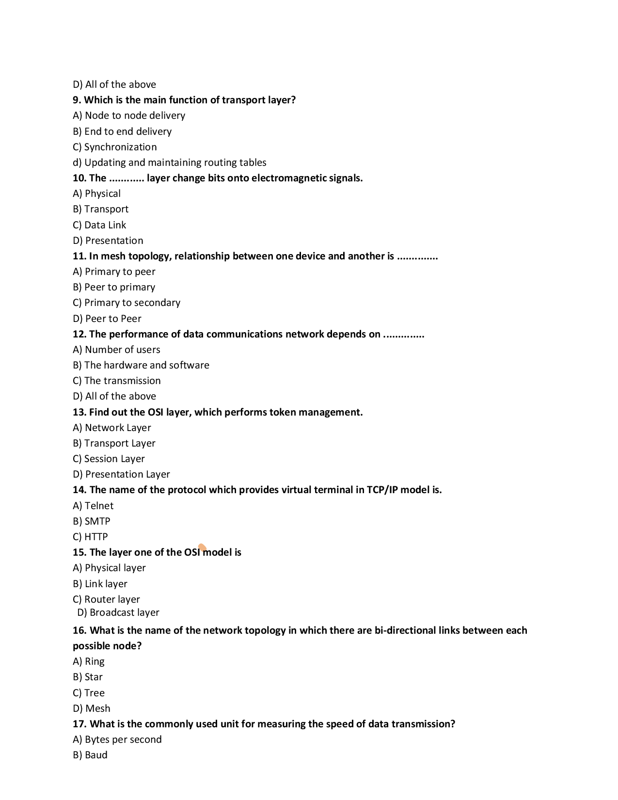 MCQs On Computer Networking - Page 3