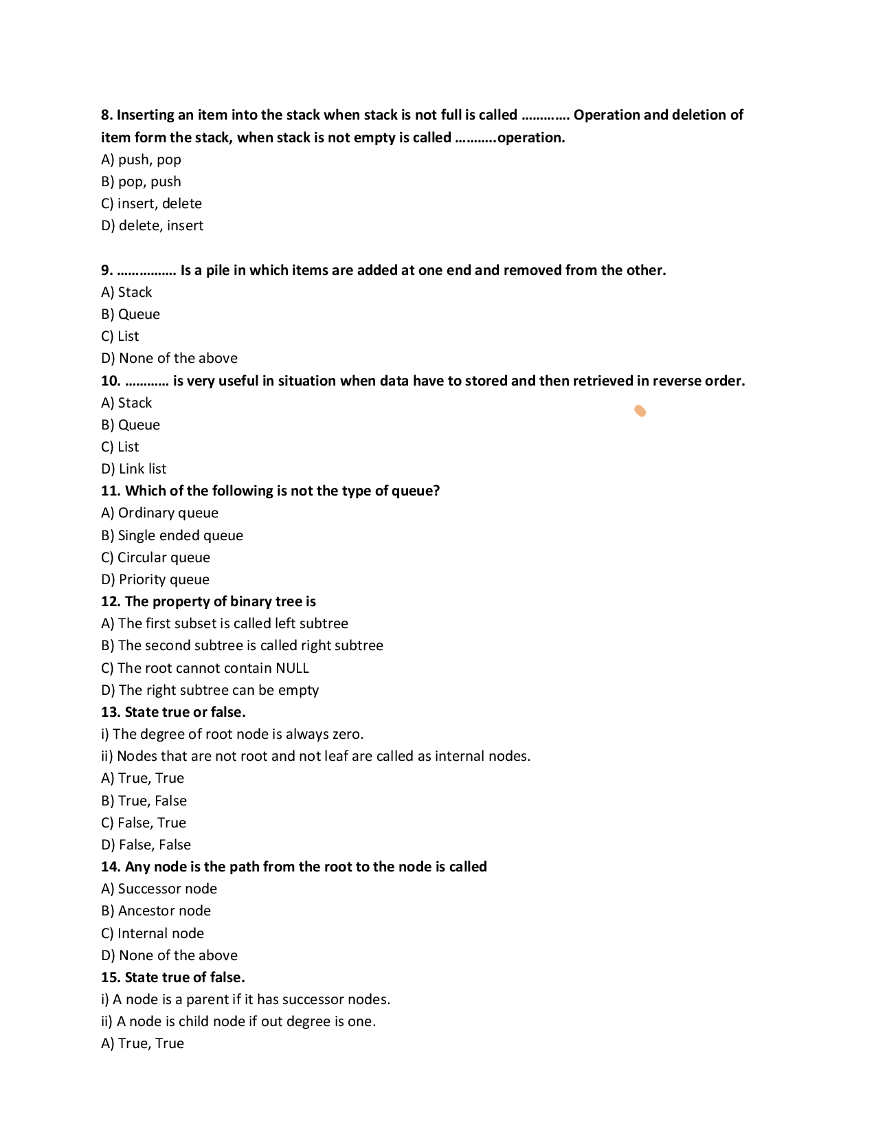 MCQs On Computer Data Structure - Page 3