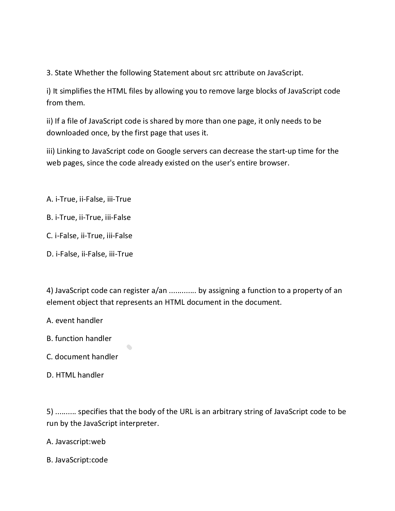 MCQs On Computer JavaScript - Page 3
