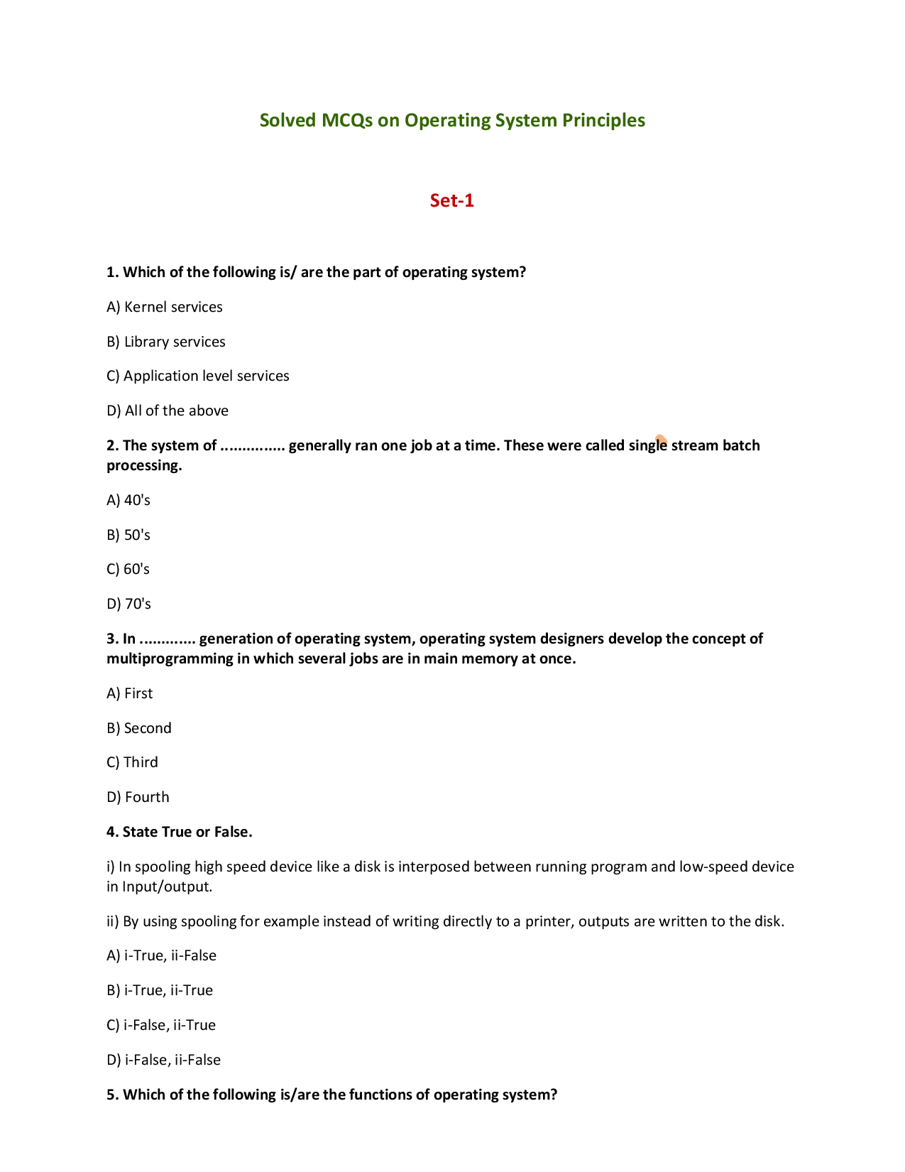 MCQs On Computer Operating System - Page 2