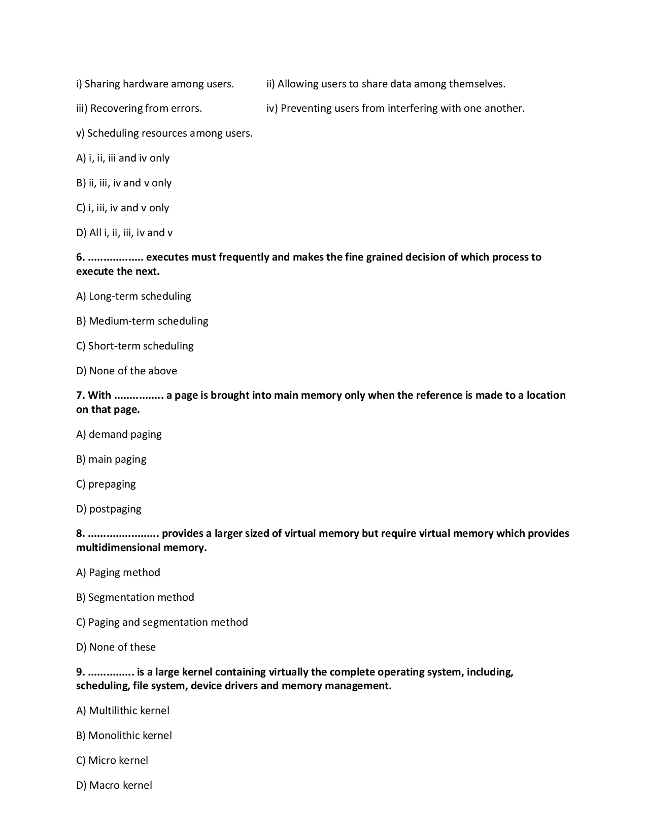 MCQs On Computer Operating System - Page 3