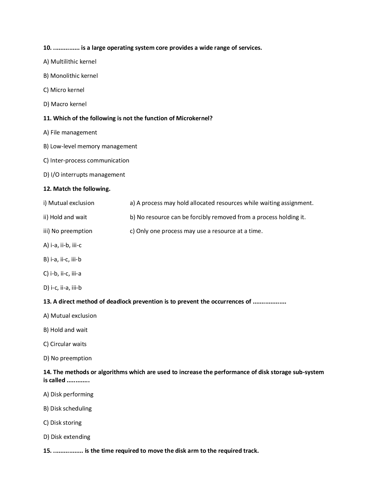 MCQs On Computer Operating System - Page 4