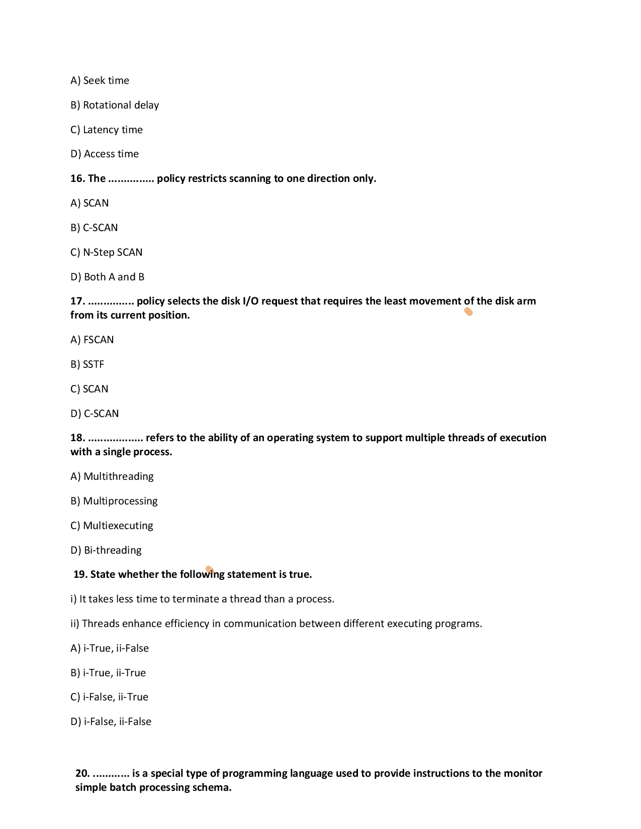 MCQs On Computer Operating System - Page 5
