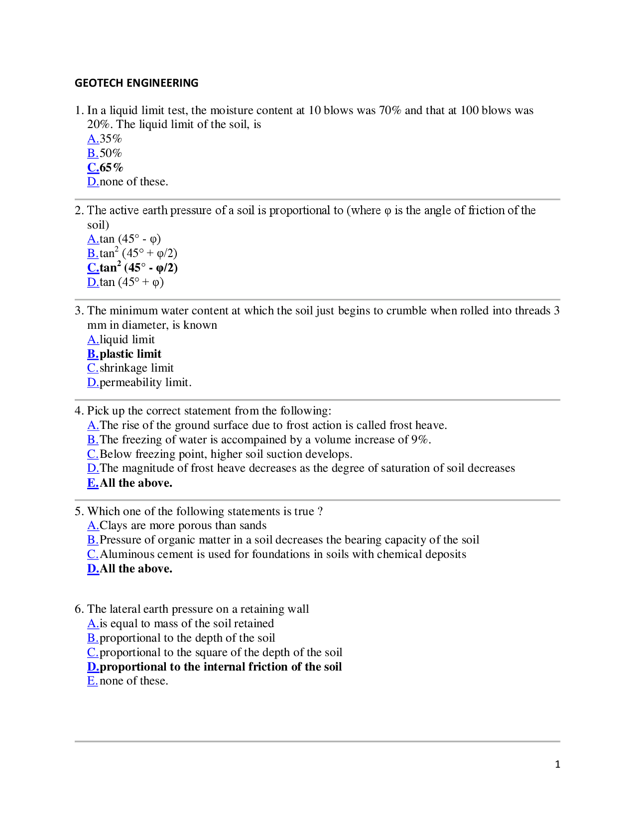 MCQ\'s On Geotech Engineering (Civil Engineering) - Page 2