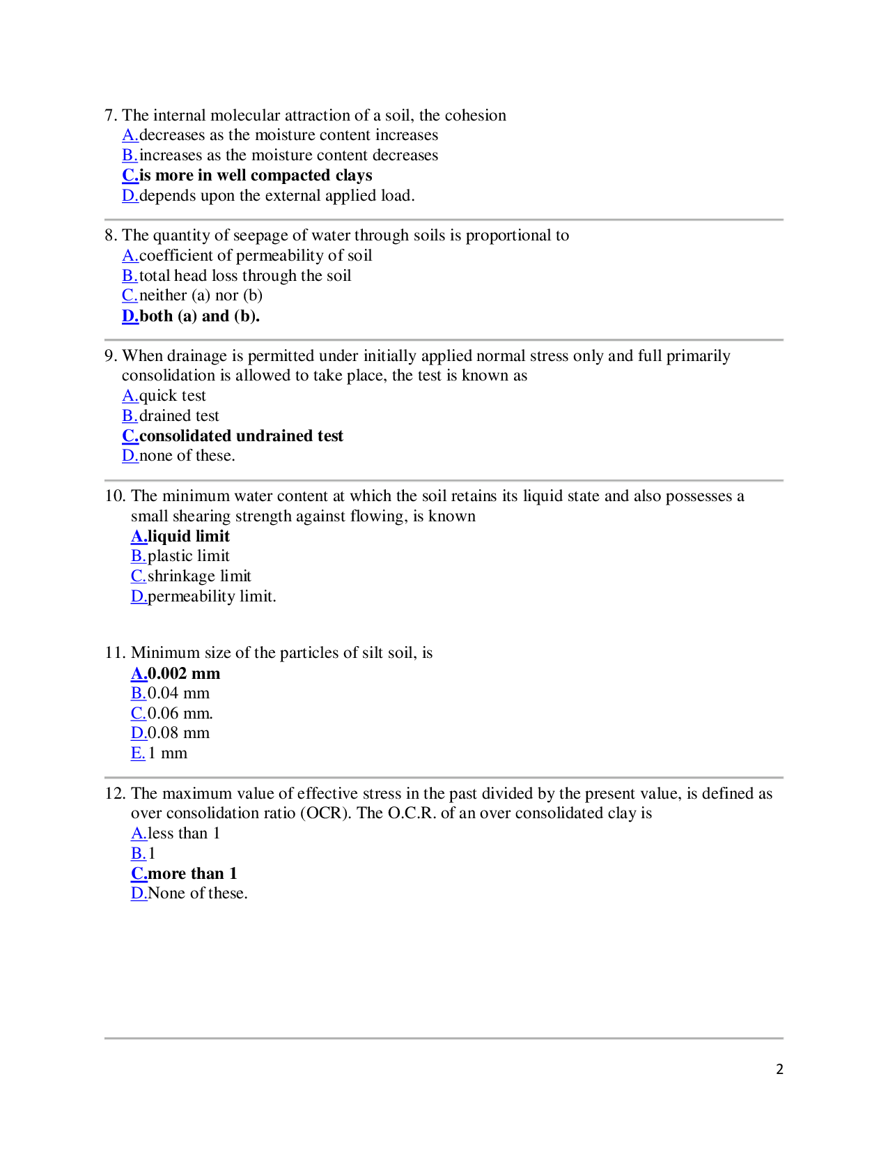MCQ\'s On Geotech Engineering (Civil Engineering) - Page 3