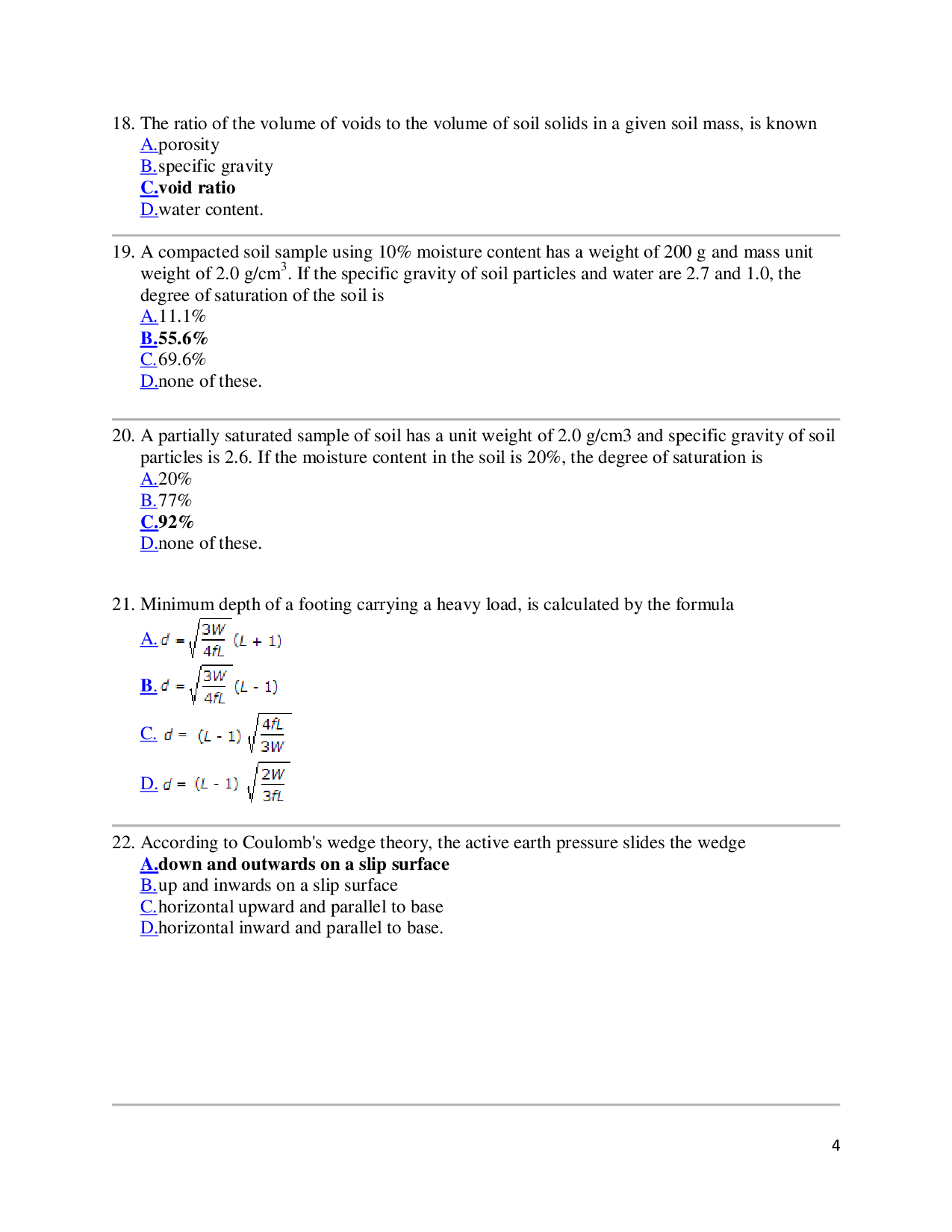 MCQ\'s On Geotech Engineering (Civil Engineering) - Page 5