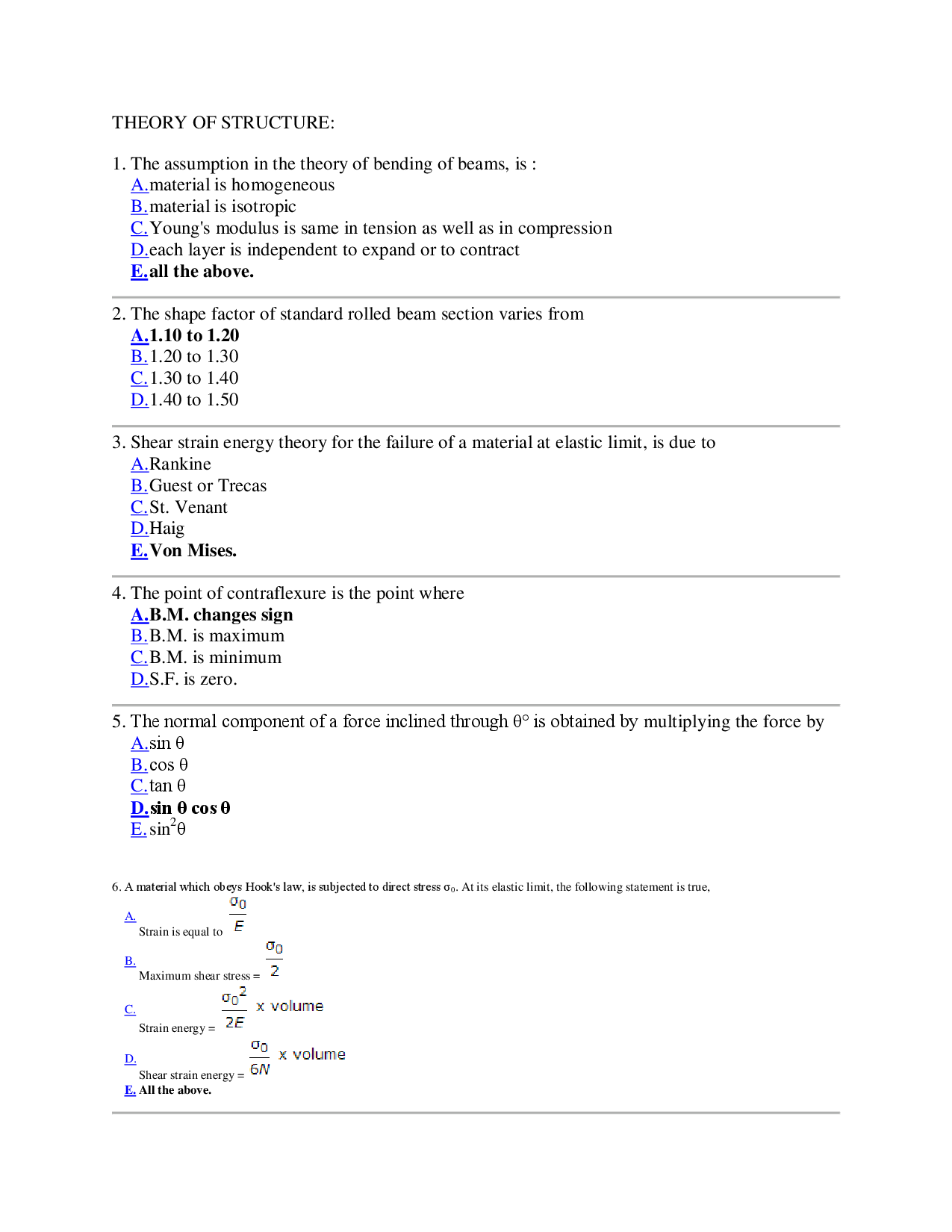 MCQ\'s On Theory Of Structures (Civil Engineering) - Page 2