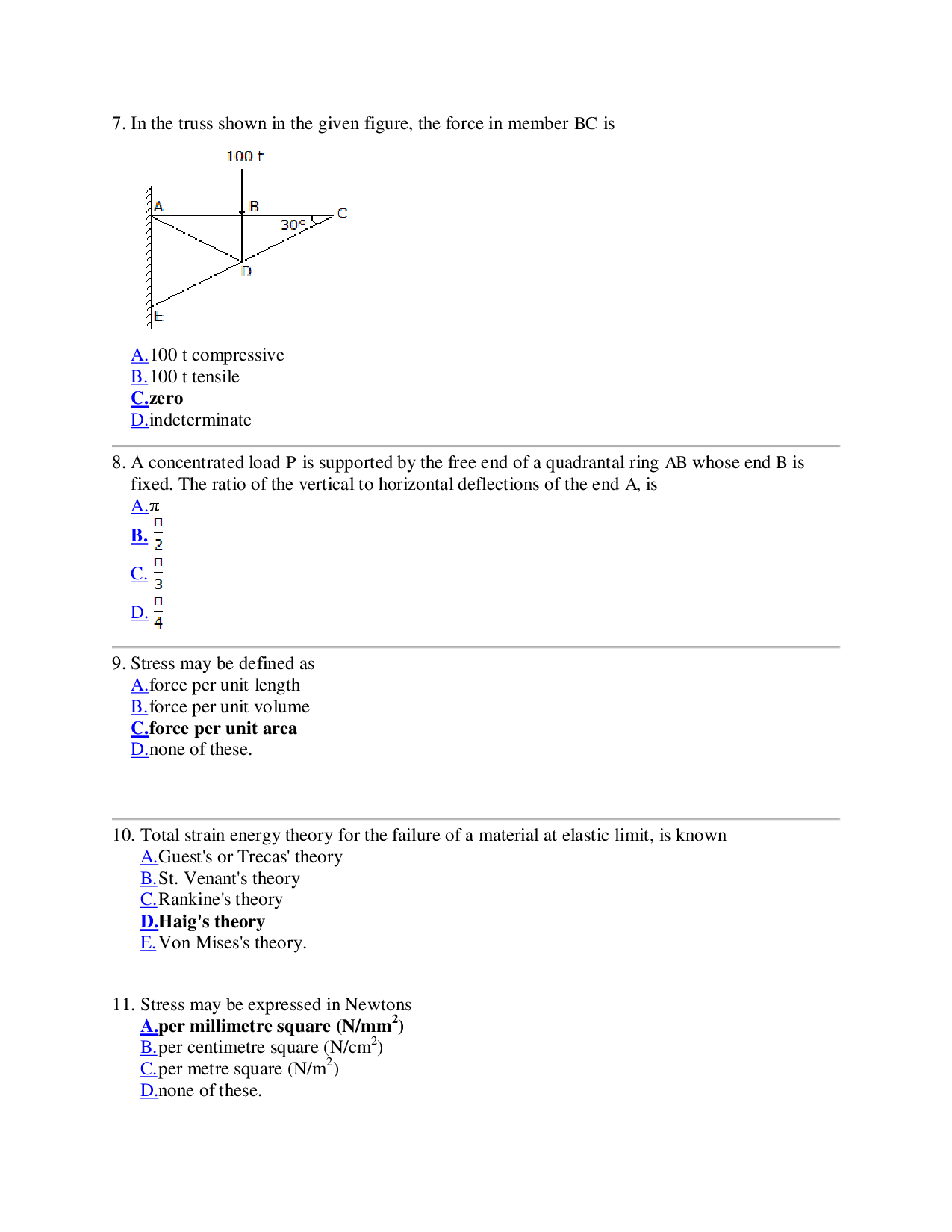 MCQ\'s On Theory Of Structures (Civil Engineering) - Page 3