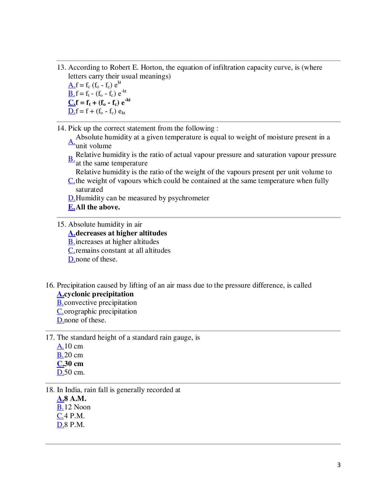 MCQ\'s On Water Resource Engineering (Civil Engineering) - Page 4