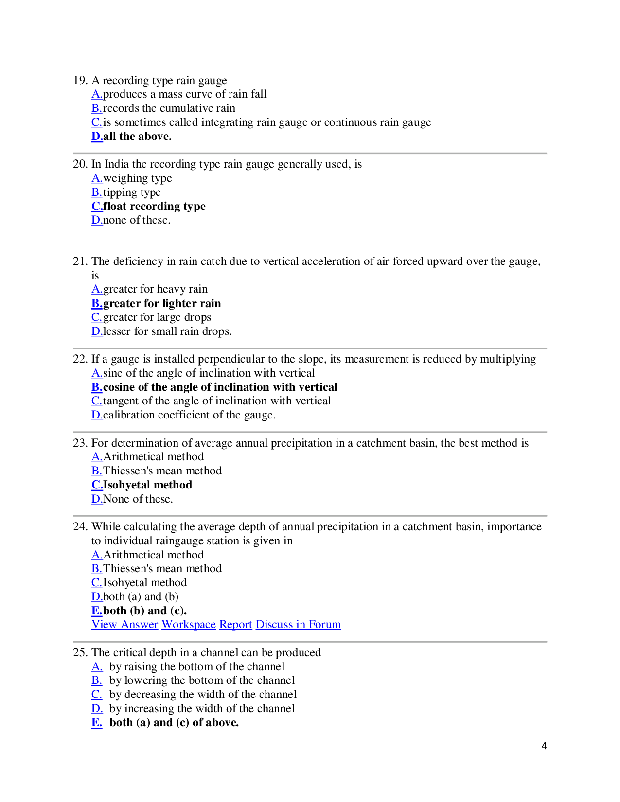 MCQ\'s On Water Resource Engineering (Civil Engineering) - Page 5