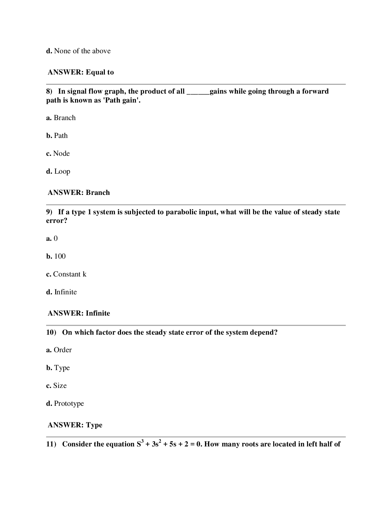 Control System Objective Type Questions With Answer - Page 4
