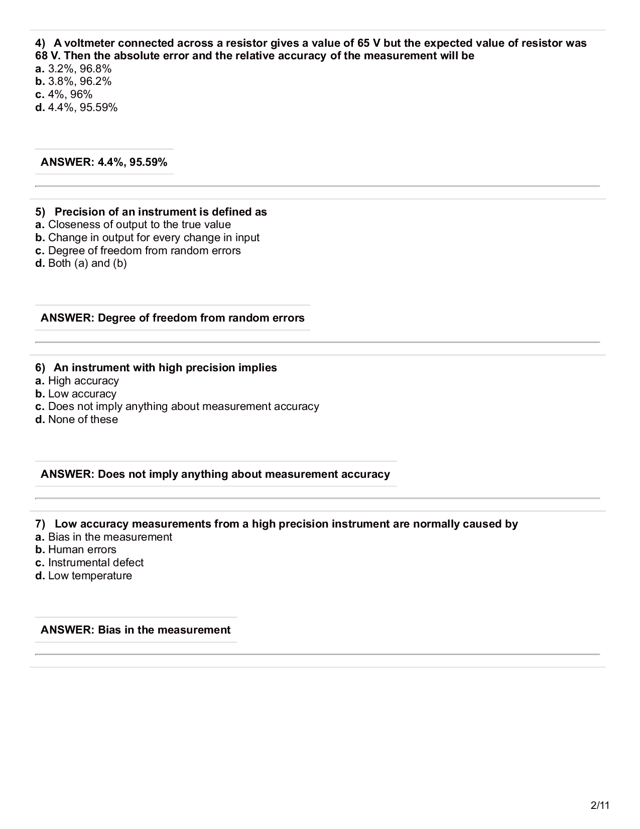 Electrical And Electronics Measurement Objective Type Questions With Answer - Page 3